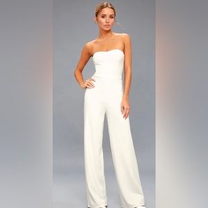 White Strapless Jumpsuit